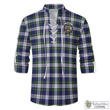 Gordon Dress Modern Tartan Men's Scottish Traditional Jacobite Ghillie Kilt Shirt with Family Crest