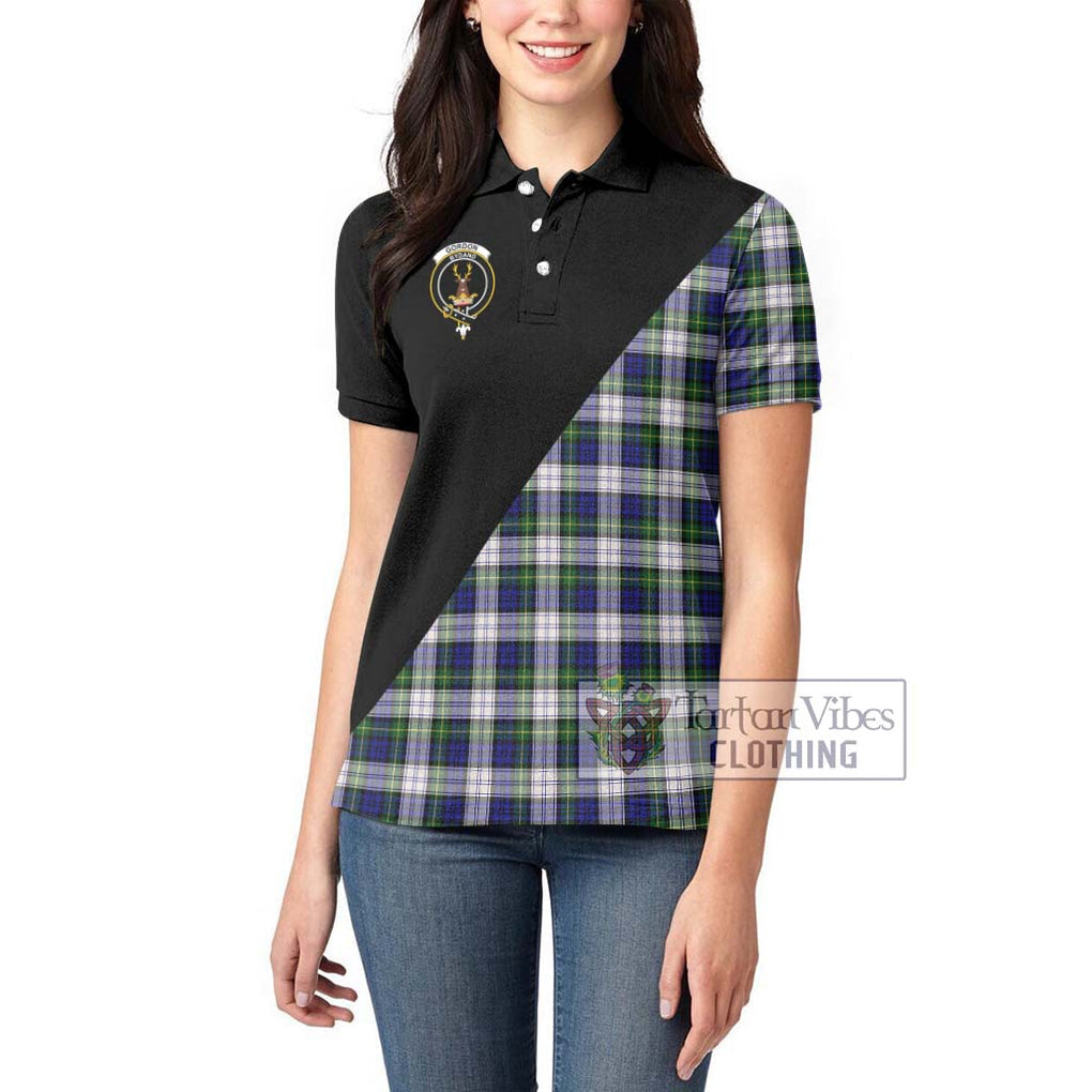 Gordon Dress Modern Tartan Women's Polo Shirt with Family Crest and Military Logo Style - Tartanvibesclothing Shop