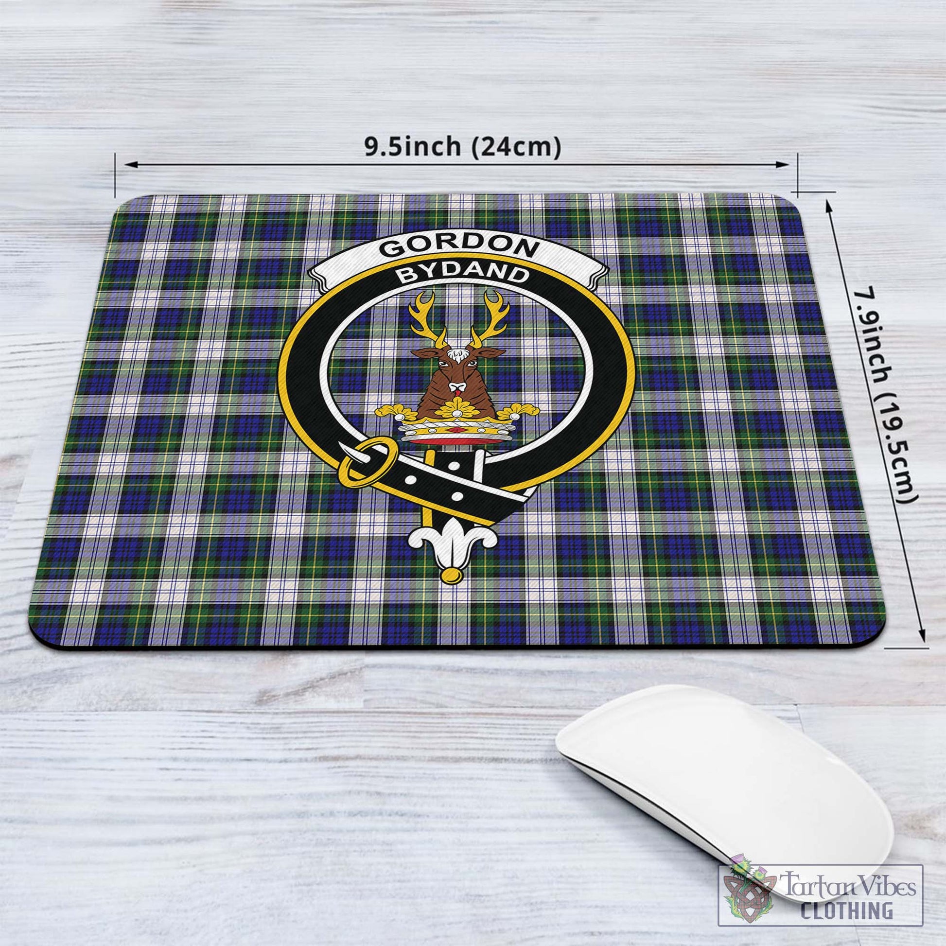 Tartan Vibes Clothing Gordon Dress Modern Tartan Mouse Pad with Family Crest