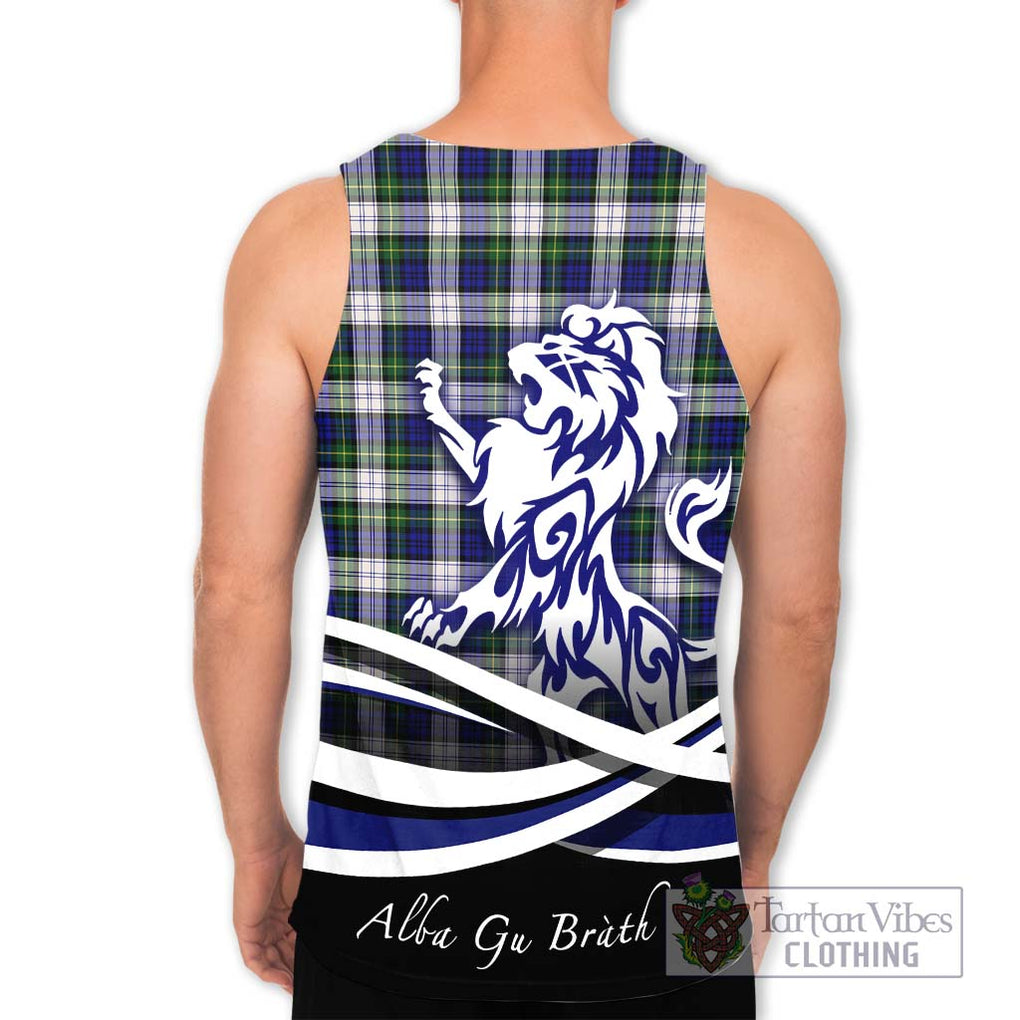 Gordon Dress Modern Tartan Men's Tank Top with Alba Gu Brath Regal Lion Emblem - Tartanvibesclothing Shop