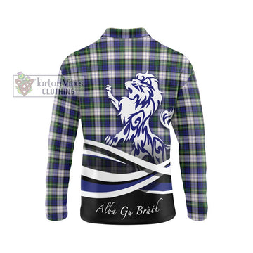 Gordon Dress Modern Tartan Long Sleeve Polo Shirt with Alba Gu Brath Regal Lion Emblem