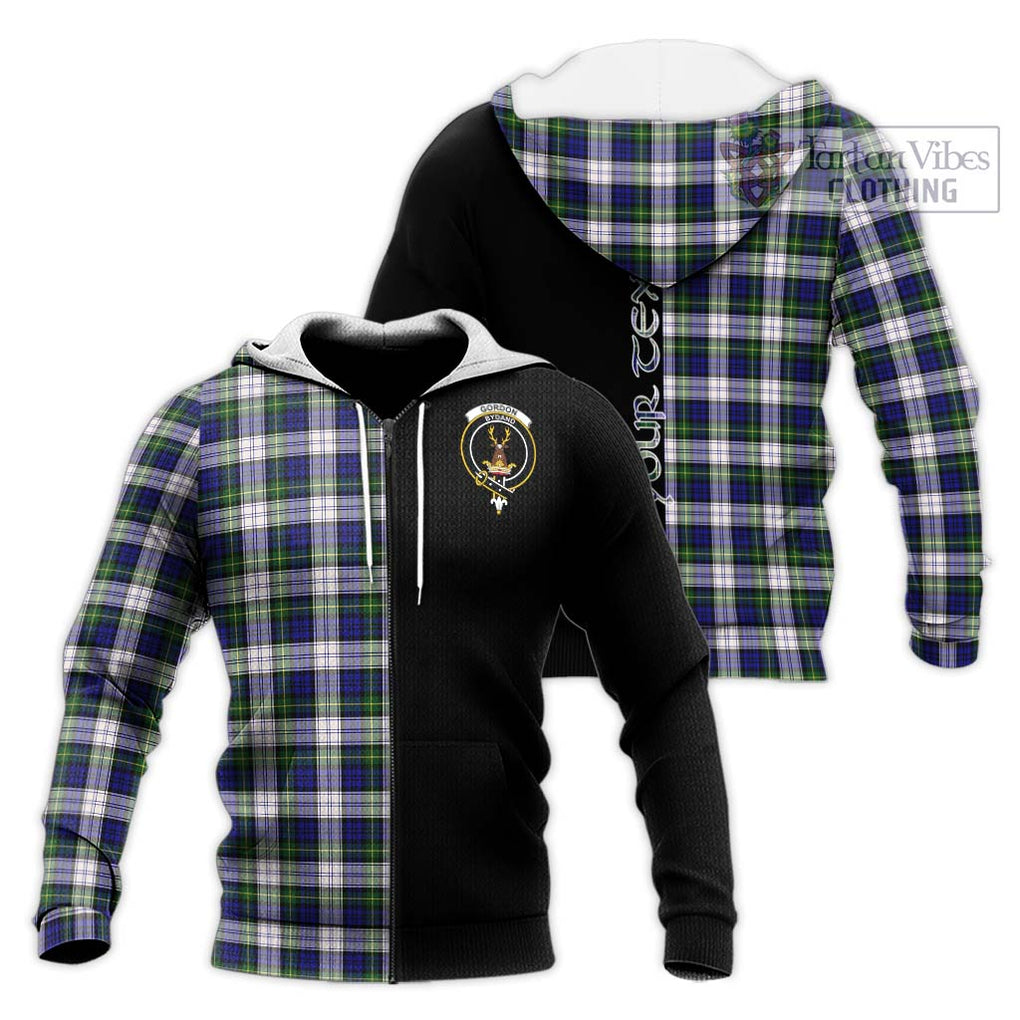 Gordon Dress Modern Tartan Knitted Hoodie with Family Crest and Half Of Me Style Unisex Knitted Zip Hoodie - Tartanvibesclothing Shop