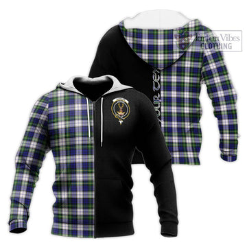 Gordon Dress Modern Tartan Knitted Hoodie with Family Crest and Half Of Me Style