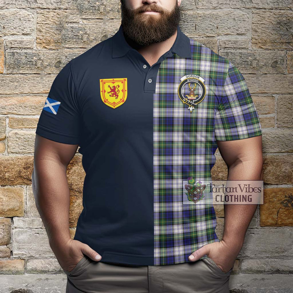 Tartan Vibes Clothing Gordon Dress Modern Tartan Polo Shirt with Scottish Lion Royal Arm Half Style