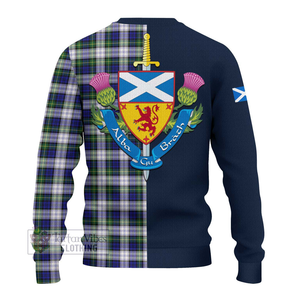 Tartan Vibes Clothing Gordon Dress Modern Tartan Knitted Sweater with Scottish Lion Royal Arm Half Style