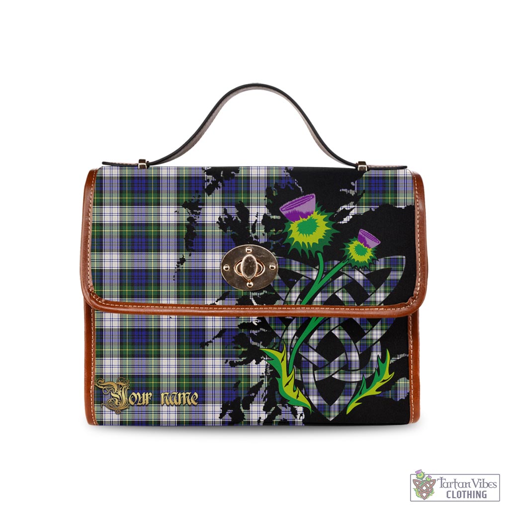 Tartan Vibes Clothing Gordon Dress Modern Tartan Waterproof Canvas Bag with Scotland Map and Thistle Celtic Accents