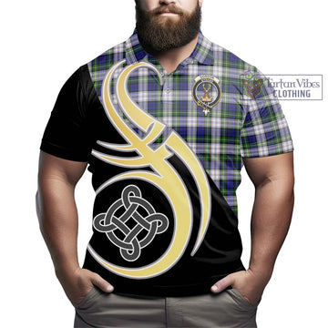 Gordon Dress Modern Tartan Polo Shirt with Family Crest and Celtic Symbol Style