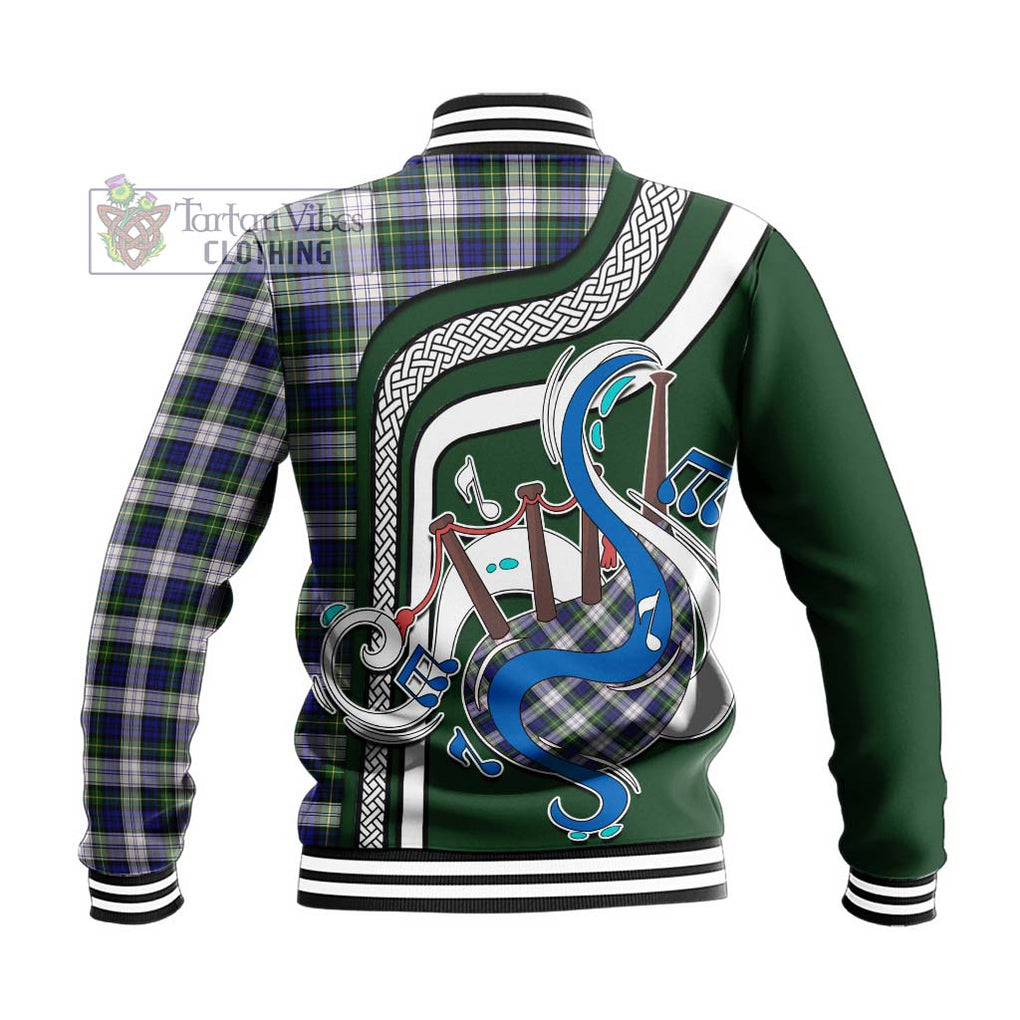 Tartan Vibes Clothing Gordon Dress Modern Tartan Baseball Jacket with Epic Bagpipe Style