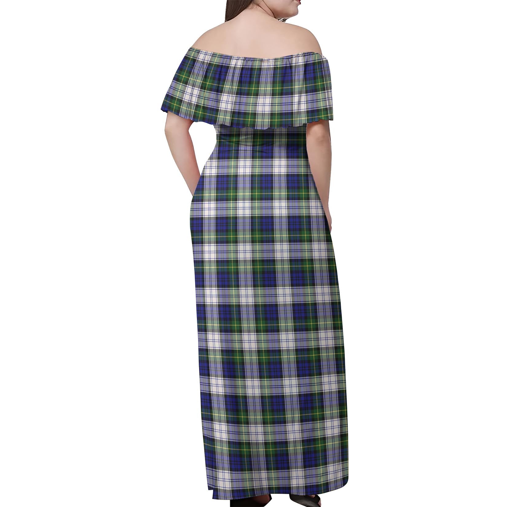 Gordon Dress Modern Tartan Off Shoulder Long Dress - Tartanvibesclothing