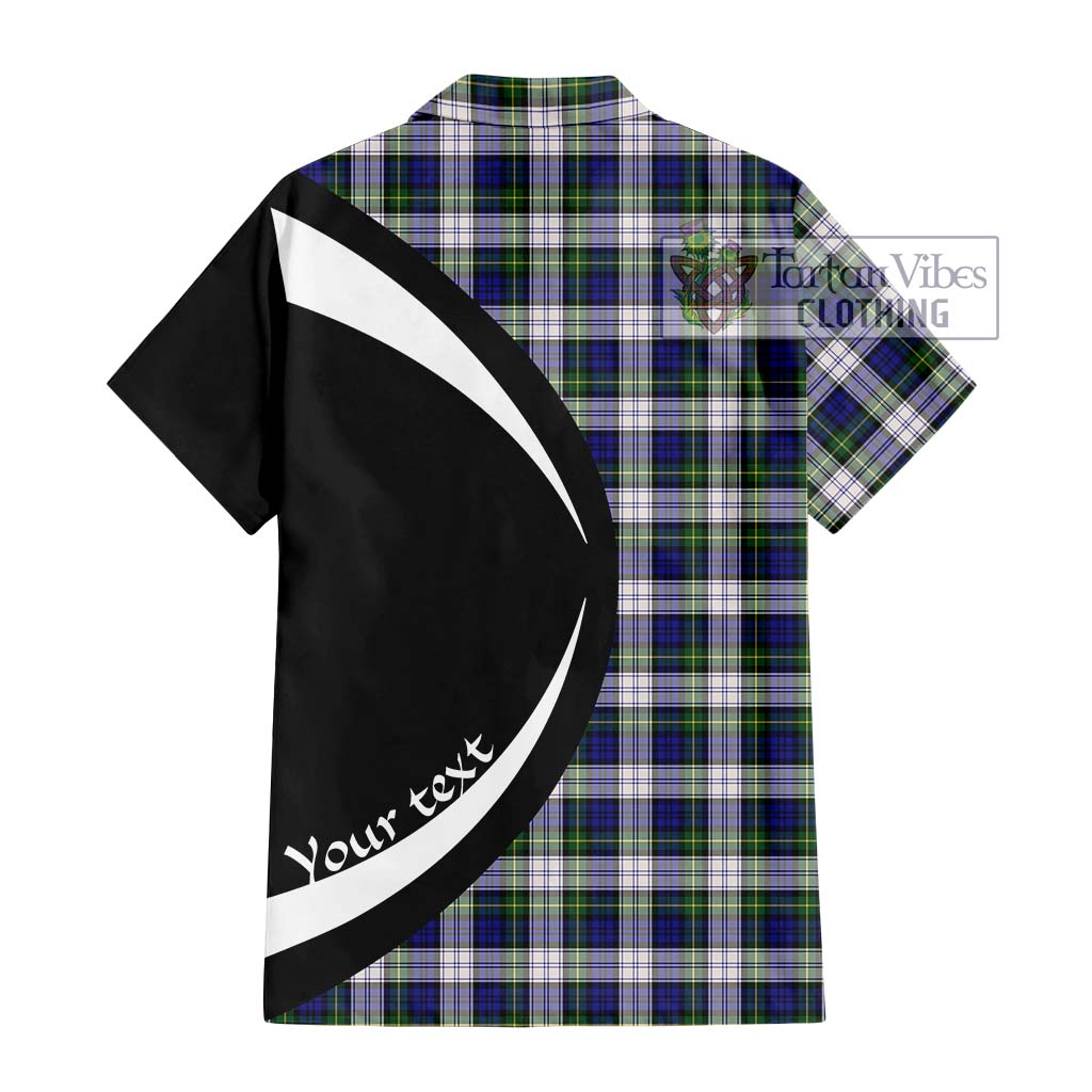 Gordon Dress Modern Tartan Short Sleeve Button Up with Family Crest Circle Style - Tartan Vibes Clothing