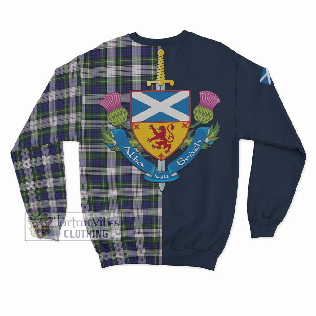 Tartan Vibes Clothing Gordon Dress Modern Tartan Sweatshirt with Scottish Lion Royal Arm Half Style