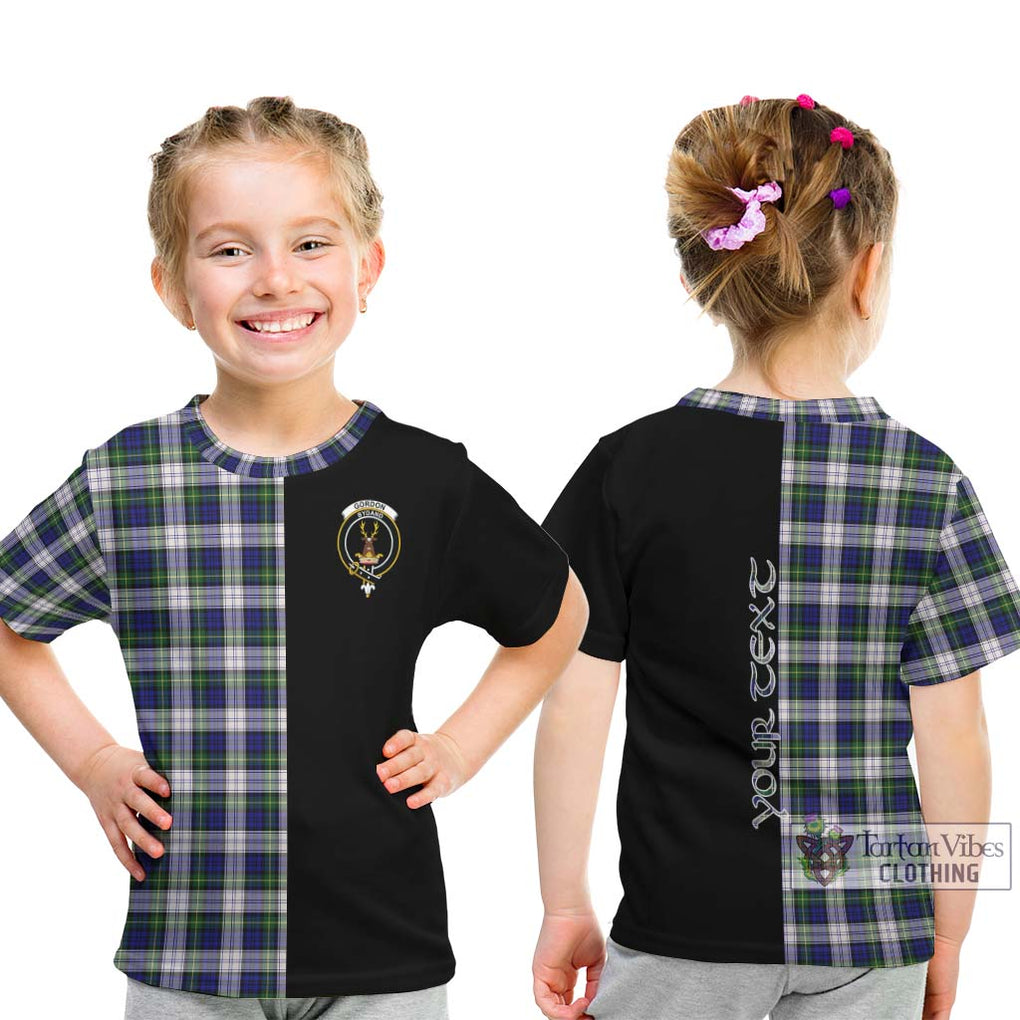 Gordon Dress Modern Tartan Kid T-Shirt with Family Crest and Half Of Me Style - Tartanvibesclothing Shop