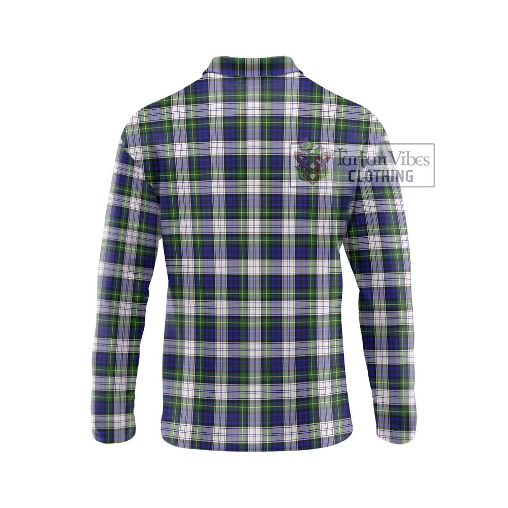 Gordon Dress Modern Tartan Long Sleeve Polo Shirt with Family Crest DNA In Me Style - Tartanvibesclothing Shop