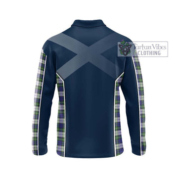 Gordon Dress Modern Tartan Long Sleeve Polo Shirt with Family Crest and Lion Rampant Vibes Sport Style