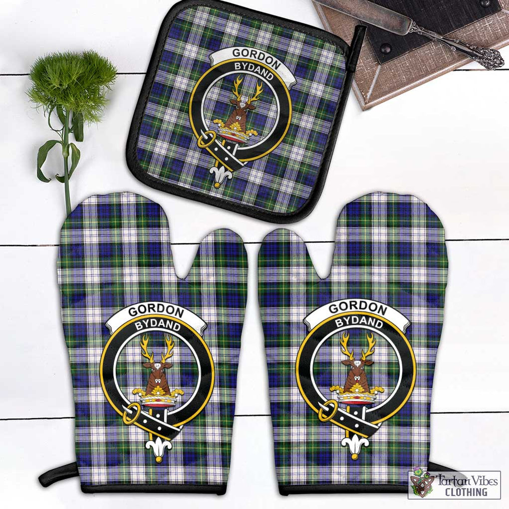 Gordon Dress Modern Tartan Combo Oven Mitt & Pot-Holder with Family Crest Combo 1 Oven Mitt & 1 Pot-Holder Black - Tartan Vibes Clothing