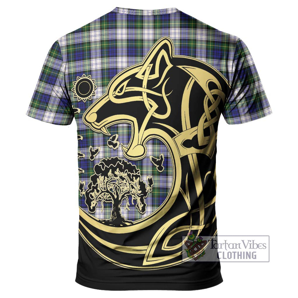 Gordon Dress Modern Tartan T-Shirt with Family Crest Celtic Wolf Style - Tartan Vibes Clothing