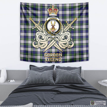 Gordon Dress Modern Tartan Tapestry with Clan Crest and the Golden Sword of Courageous Legacy