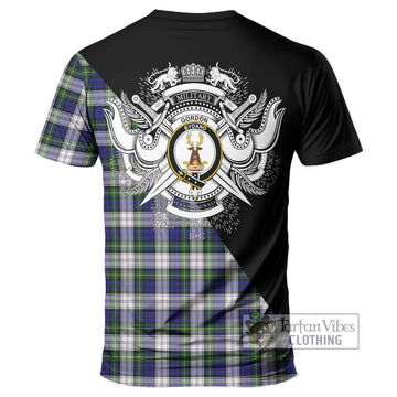 Gordon Dress Modern Tartan T-Shirt with Family Crest and Military Logo Style