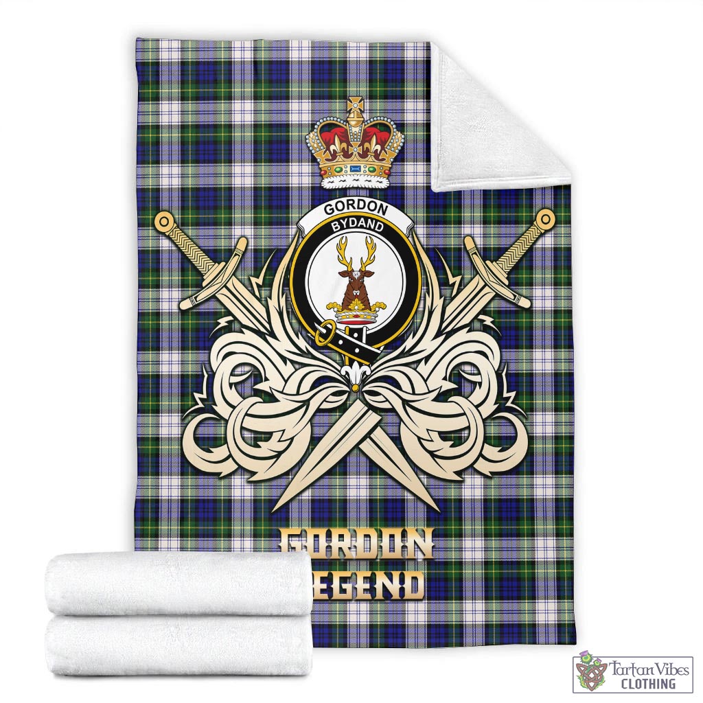 Tartan Vibes Clothing Gordon Dress Modern Tartan Blanket with Clan Crest and the Golden Sword of Courageous Legacy