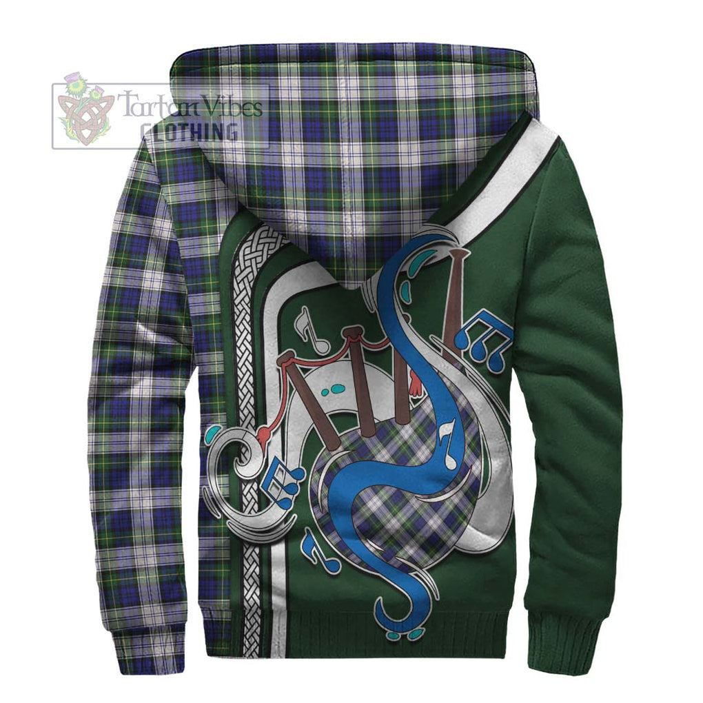 Gordon Dress Modern Tartan Sherpa Hoodie with Epic Bagpipe Style - Tartanvibesclothing Shop