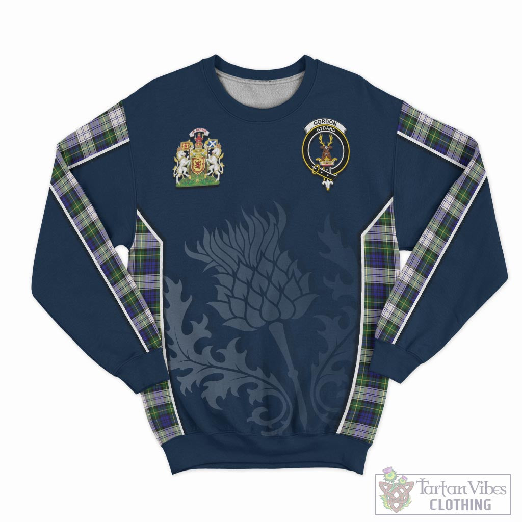 Tartan Vibes Clothing Gordon Dress Modern Tartan Sweatshirt with Family Crest and Scottish Thistle Vibes Sport Style