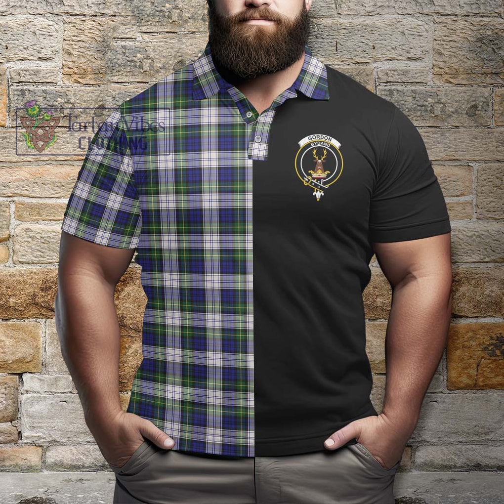 Gordon Dress Modern Tartan Polo Shirt with Family Crest and Half Of Me Style - Tartanvibesclothing Shop