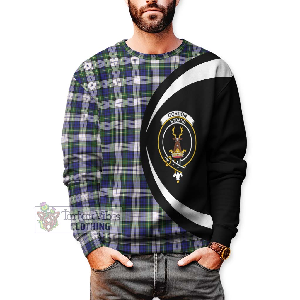 Gordon Dress Modern Tartan Sweatshirt with Family Crest Circle Style - Tartan Vibes Clothing