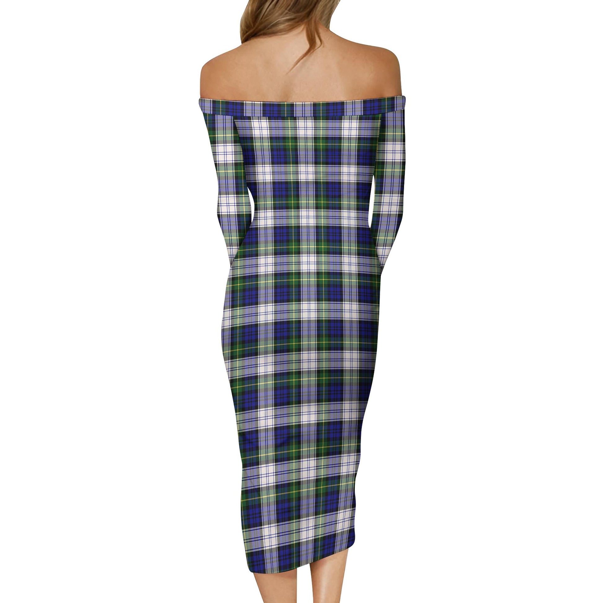 Gordon Dress Modern Tartan Off Shoulder Lady Dress - Tartanvibesclothing