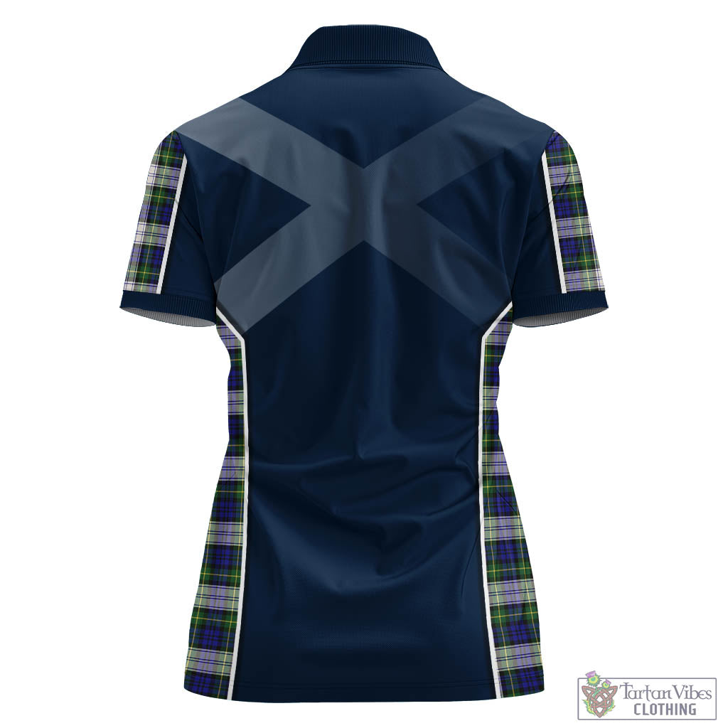 Tartan Vibes Clothing Gordon Dress Modern Tartan Women's Polo Shirt with Family Crest and Scottish Thistle Vibes Sport Style