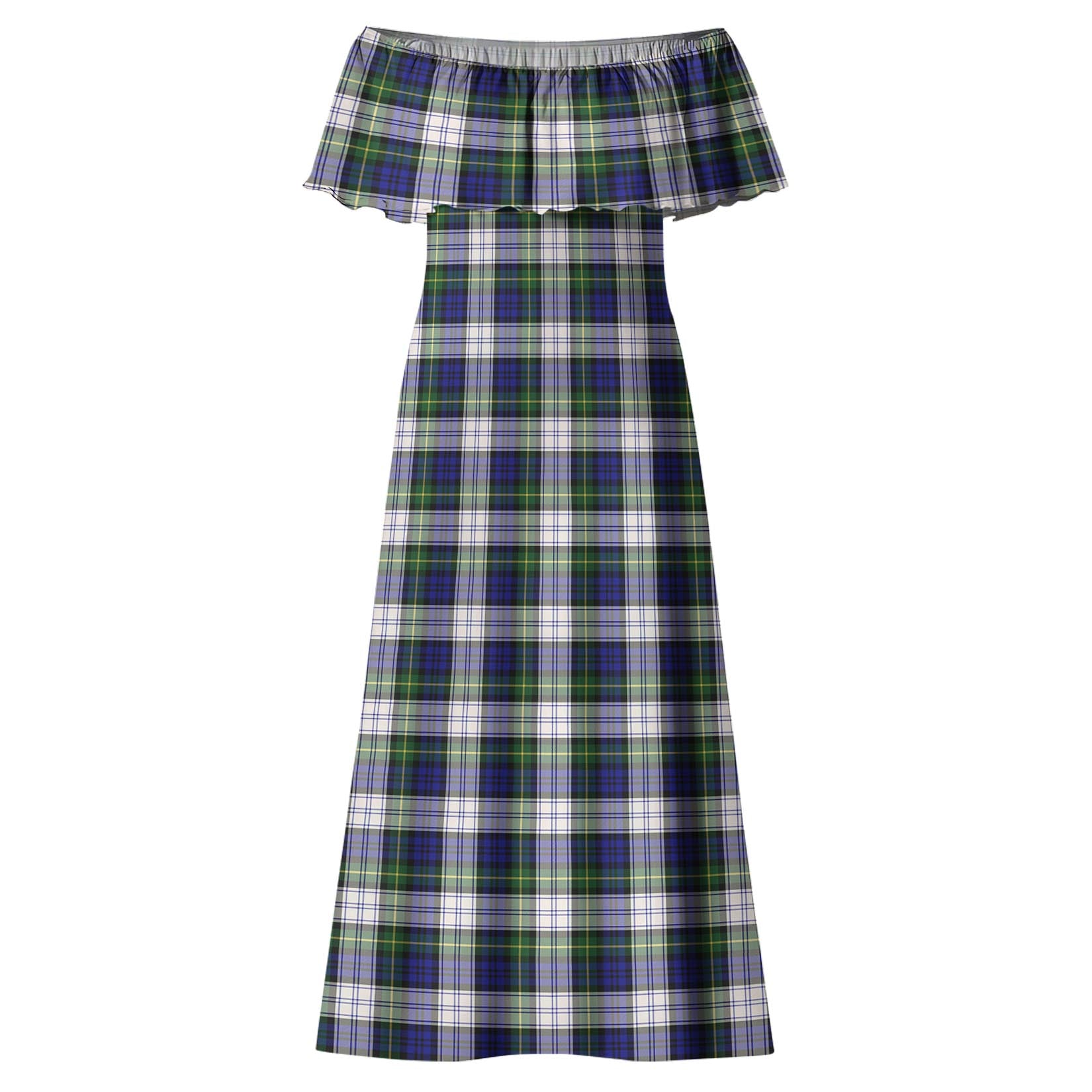 Gordon Dress Modern Tartan Off Shoulder Long Dress - Tartanvibesclothing