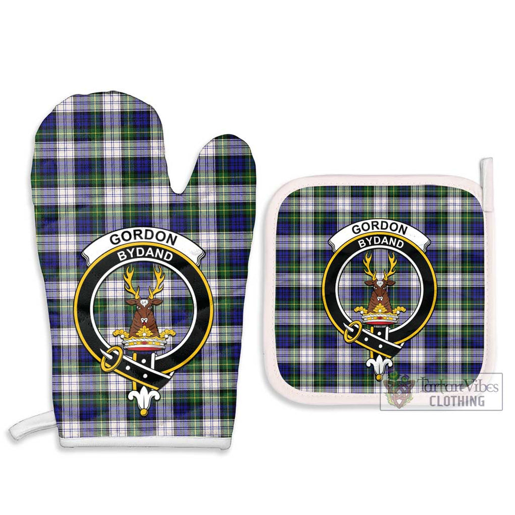 Gordon Dress Modern Tartan Combo Oven Mitt & Pot-Holder with Family Crest Combo 1 Oven Mitt & 2 Pot-Holder White - Tartan Vibes Clothing