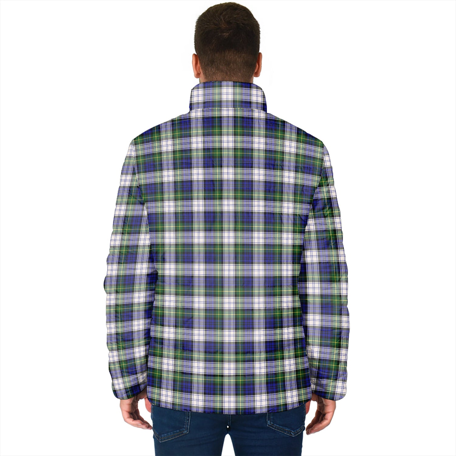 Gordon Dress Modern Tartan Padded Jacket with Family Crest - Tartan Vibes Clothing