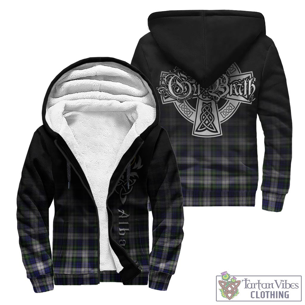 Tartan Vibes Clothing Gordon Dress Modern Tartan Sherpa Hoodie Featuring Alba Gu Brath Family Crest Celtic Inspired