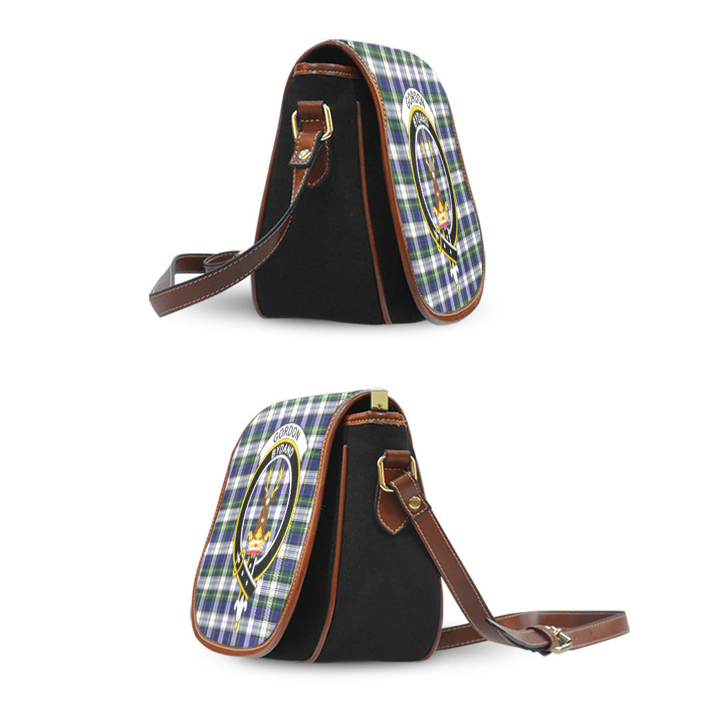 Gordon Dress Modern Tartan Saddle Bag with Family Crest - Tartan Vibes Clothing