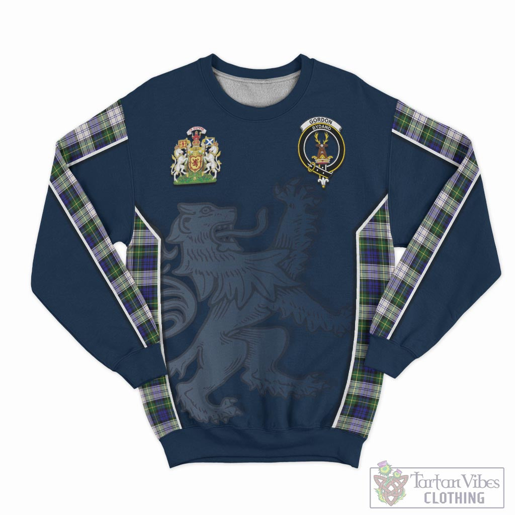 Tartan Vibes Clothing Gordon Dress Modern Tartan Sweater with Family Crest and Lion Rampant Vibes Sport Style