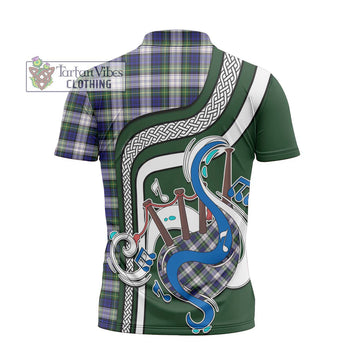 Gordon Dress Modern Tartan Zipper Polo Shirt with Epic Bagpipe Style