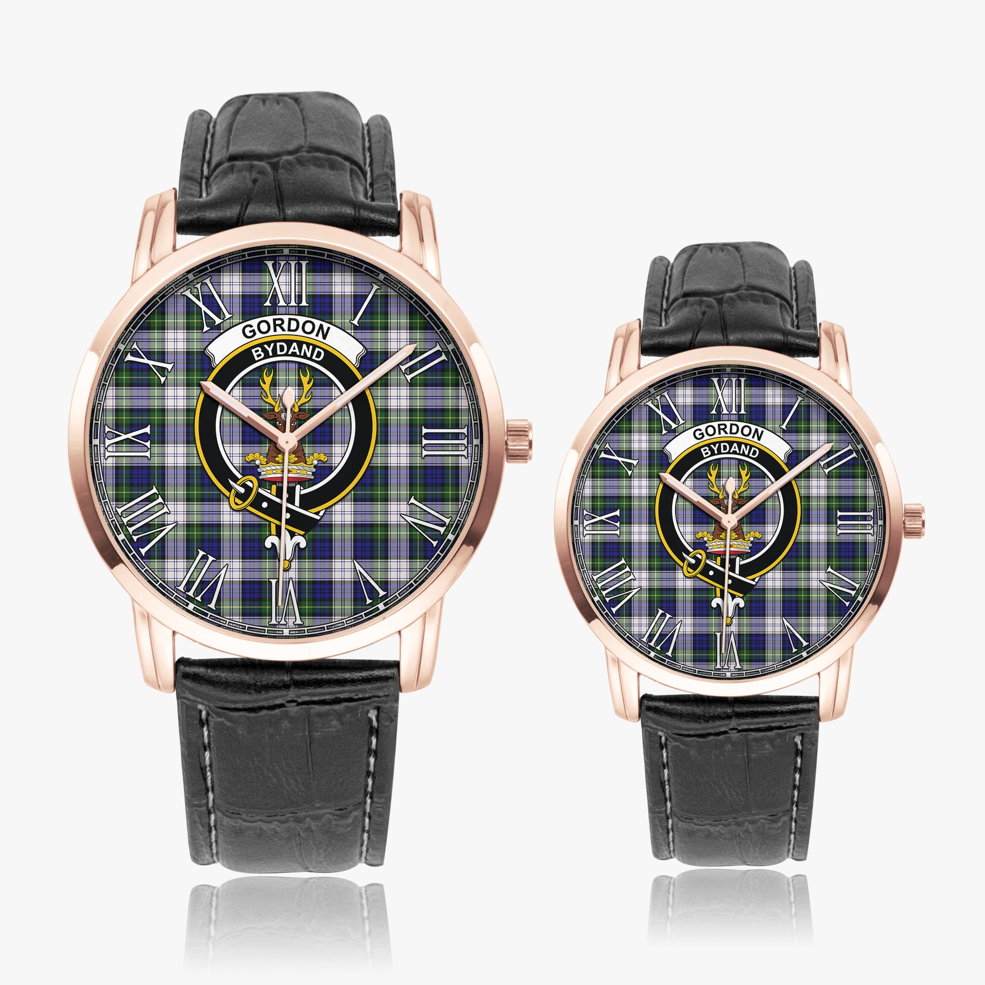 Gordon Dress Modern Tartan Family Crest Leather Strap Quartz Watch - Tartanvibesclothing