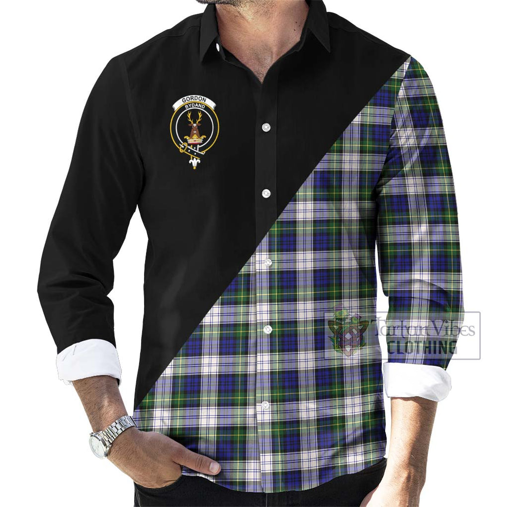 Gordon Dress Modern Tartan Long Sleeve Button Shirt with Family Crest and Military Logo Style - Tartanvibesclothing Shop