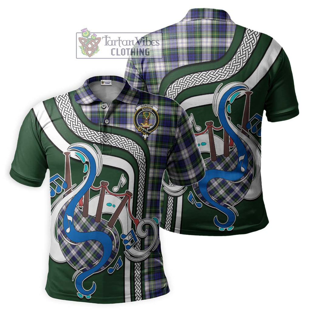 Tartan Vibes Clothing Gordon Dress Modern Tartan Polo Shirt with Epic Bagpipe Style