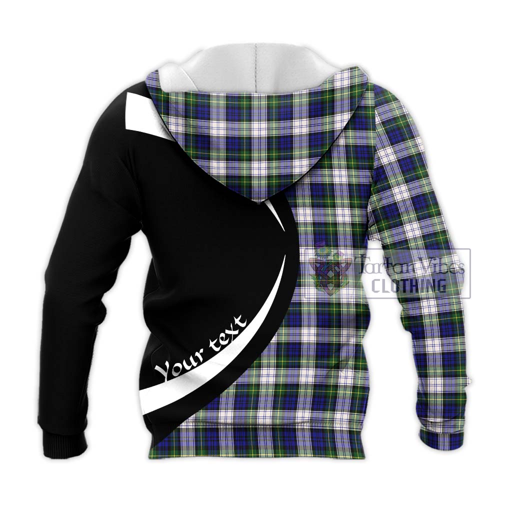 Gordon Dress Modern Tartan Knitted Hoodie with Family Crest Circle Style - Tartan Vibes Clothing