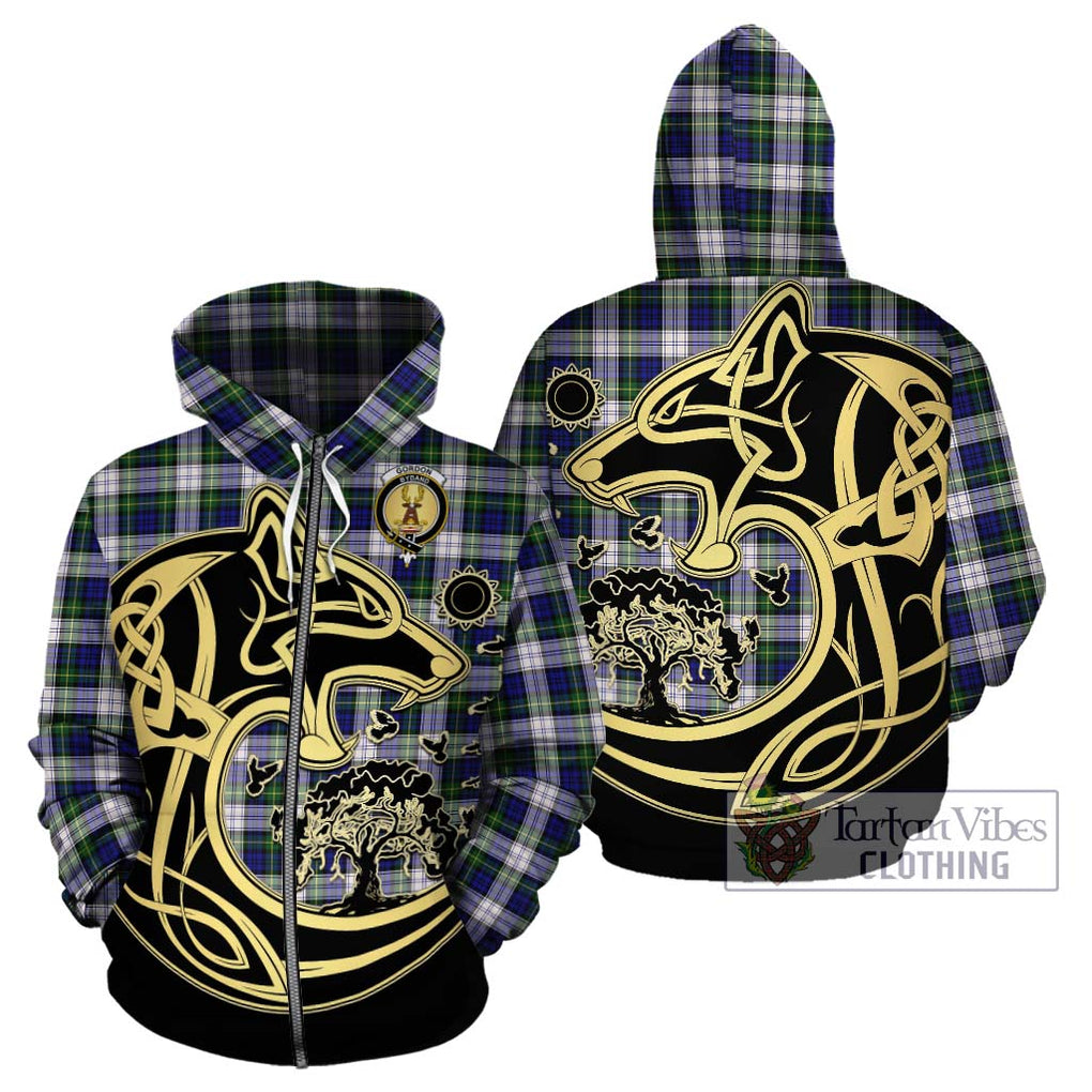 Gordon Dress Modern Tartan Hoodie with Family Crest Celtic Wolf Style - Tartan Vibes Clothing