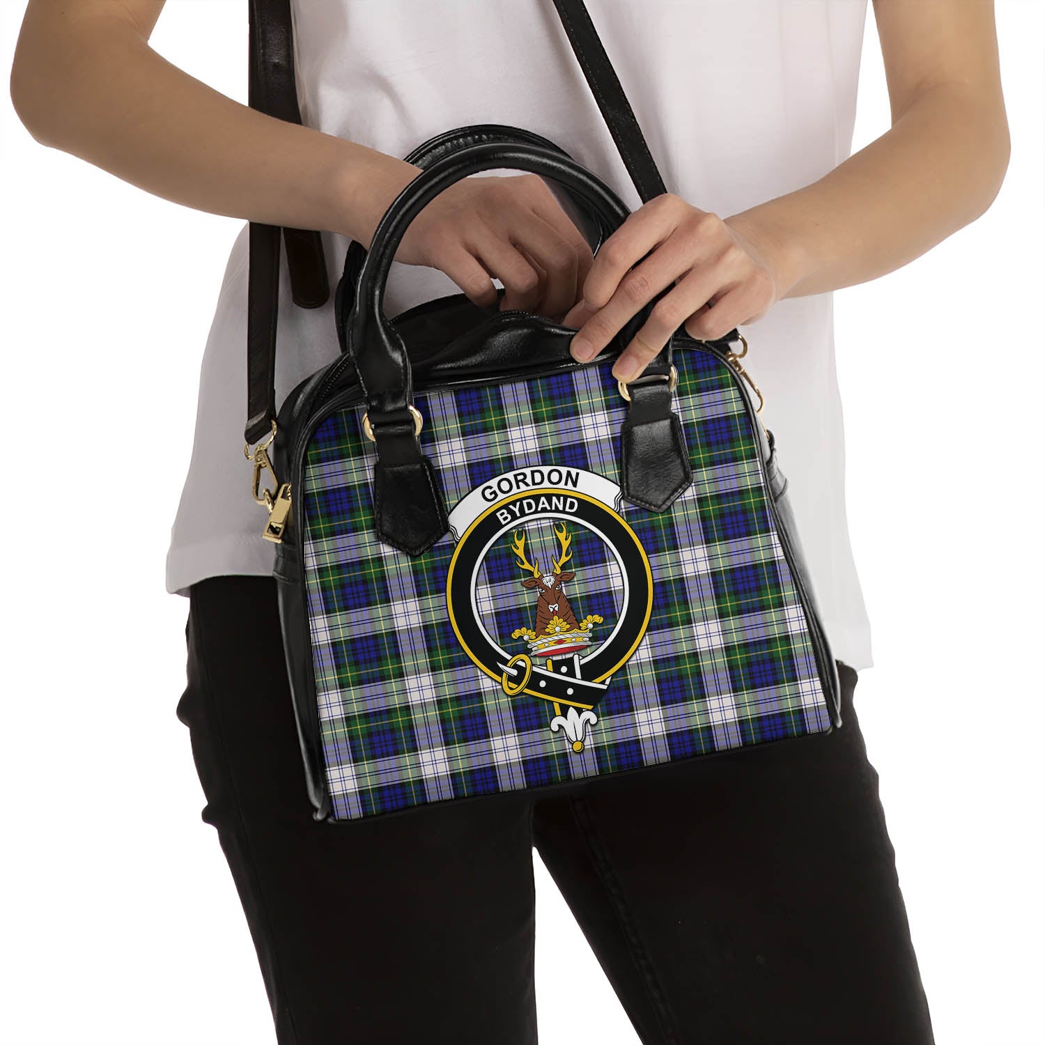 Gordon Dress Modern Tartan Shoulder Handbags with Family Crest - Tartanvibesclothing