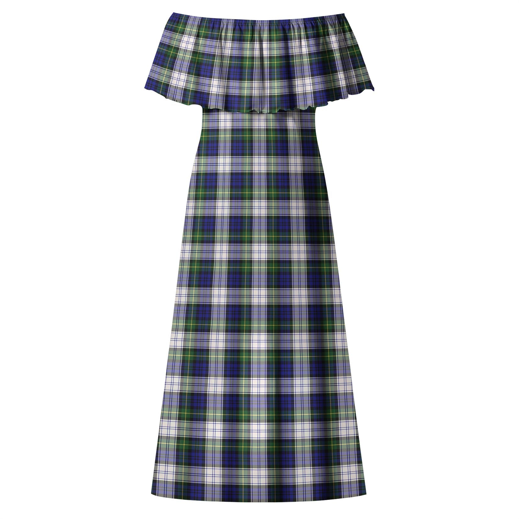 Gordon Dress Modern Tartan Off Shoulder Long Dress - Tartanvibesclothing