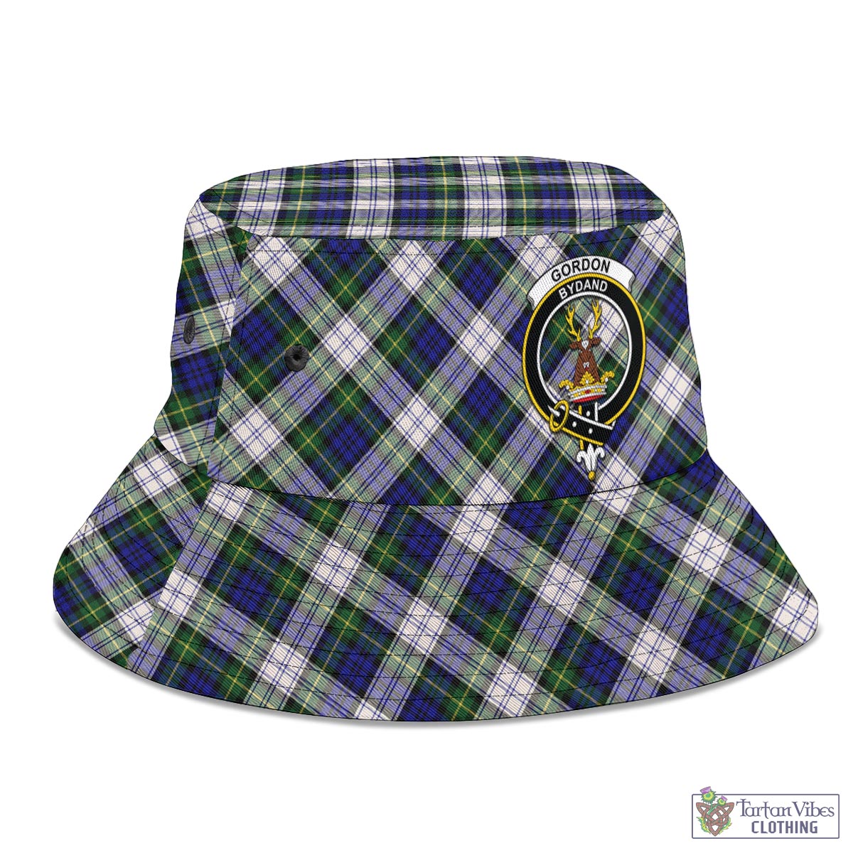 Tartan Vibes Clothing Gordon Dress Modern Tartan Bucket Hat with Family Crest