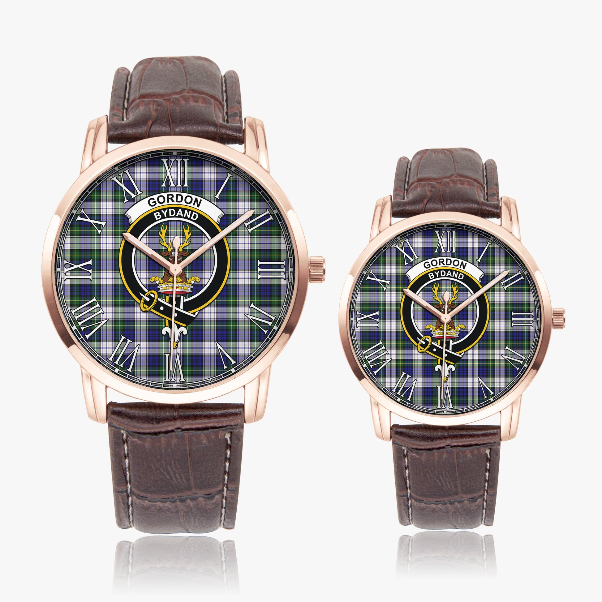 Gordon Dress Modern Tartan Family Crest Leather Strap Quartz Watch - Tartanvibesclothing