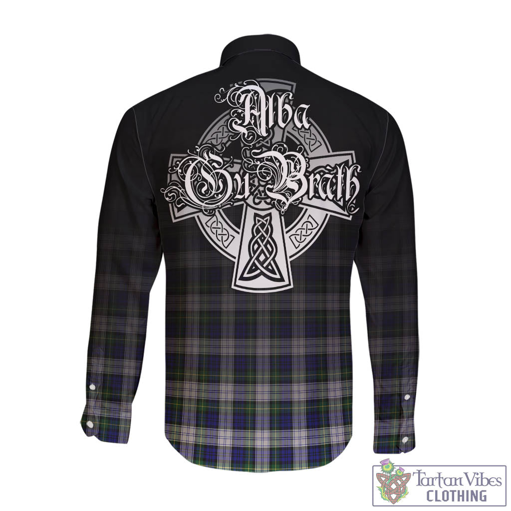 Tartan Vibes Clothing Gordon Dress Modern Tartan Long Sleeve Button Up Featuring Alba Gu Brath Family Crest Celtic Inspired