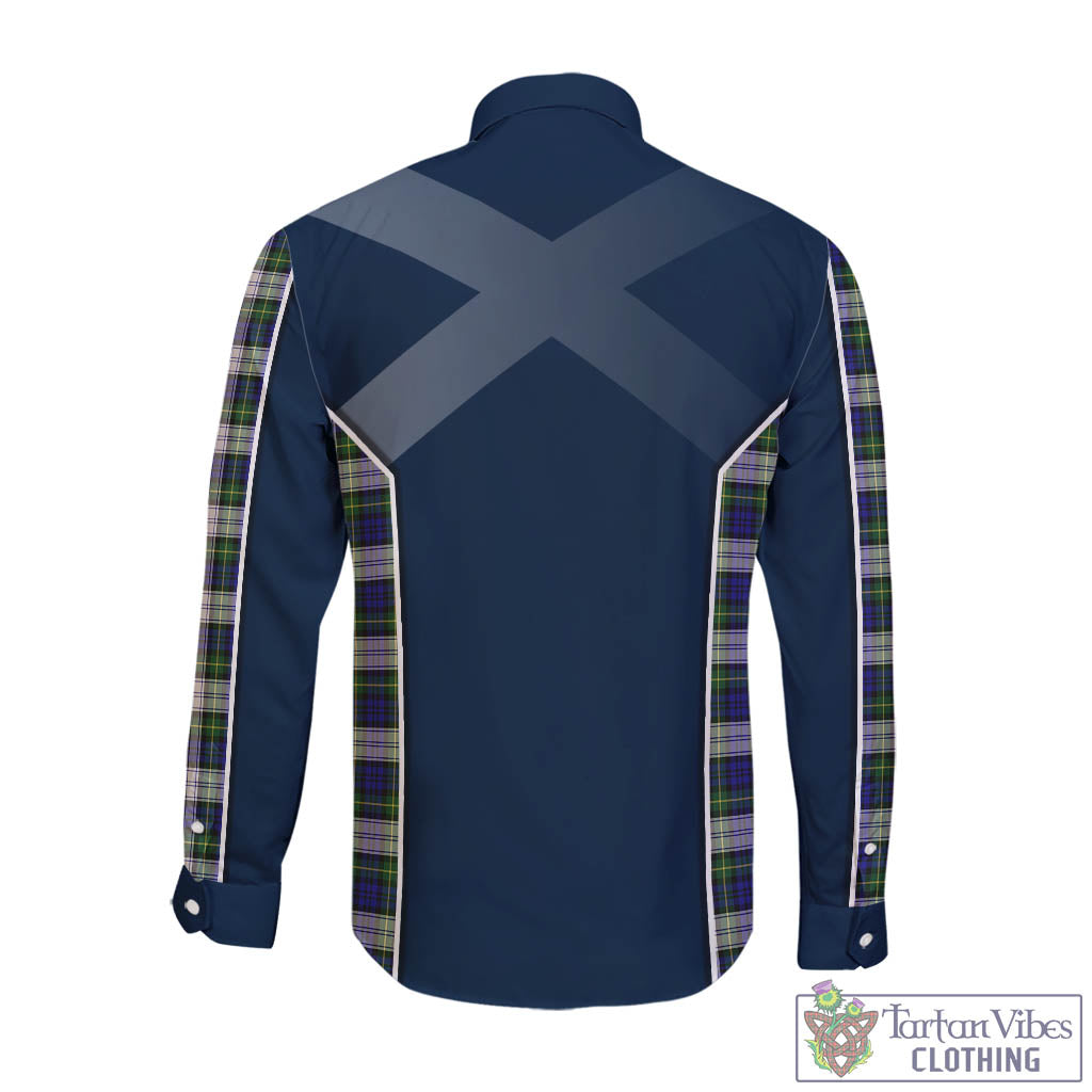 Tartan Vibes Clothing Gordon Dress Modern Tartan Long Sleeve Button Up Shirt with Family Crest and Scottish Thistle Vibes Sport Style