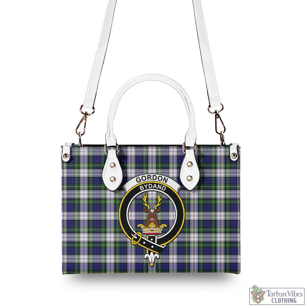 Tartan Vibes Clothing Gordon Dress Modern Tartan Luxury Leather Handbags with Family Crest