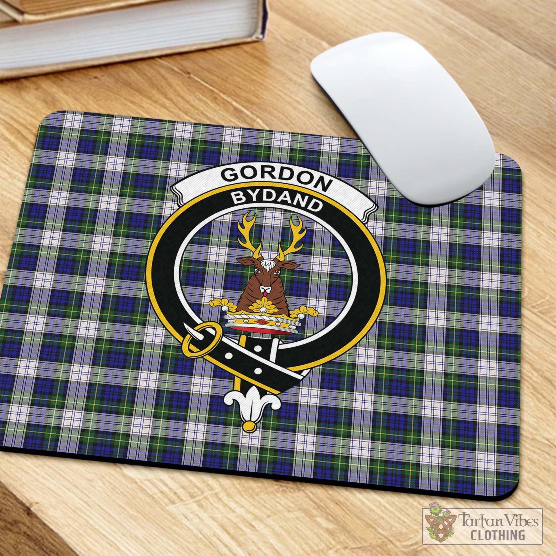 Tartan Vibes Clothing Gordon Dress Modern Tartan Mouse Pad with Family Crest