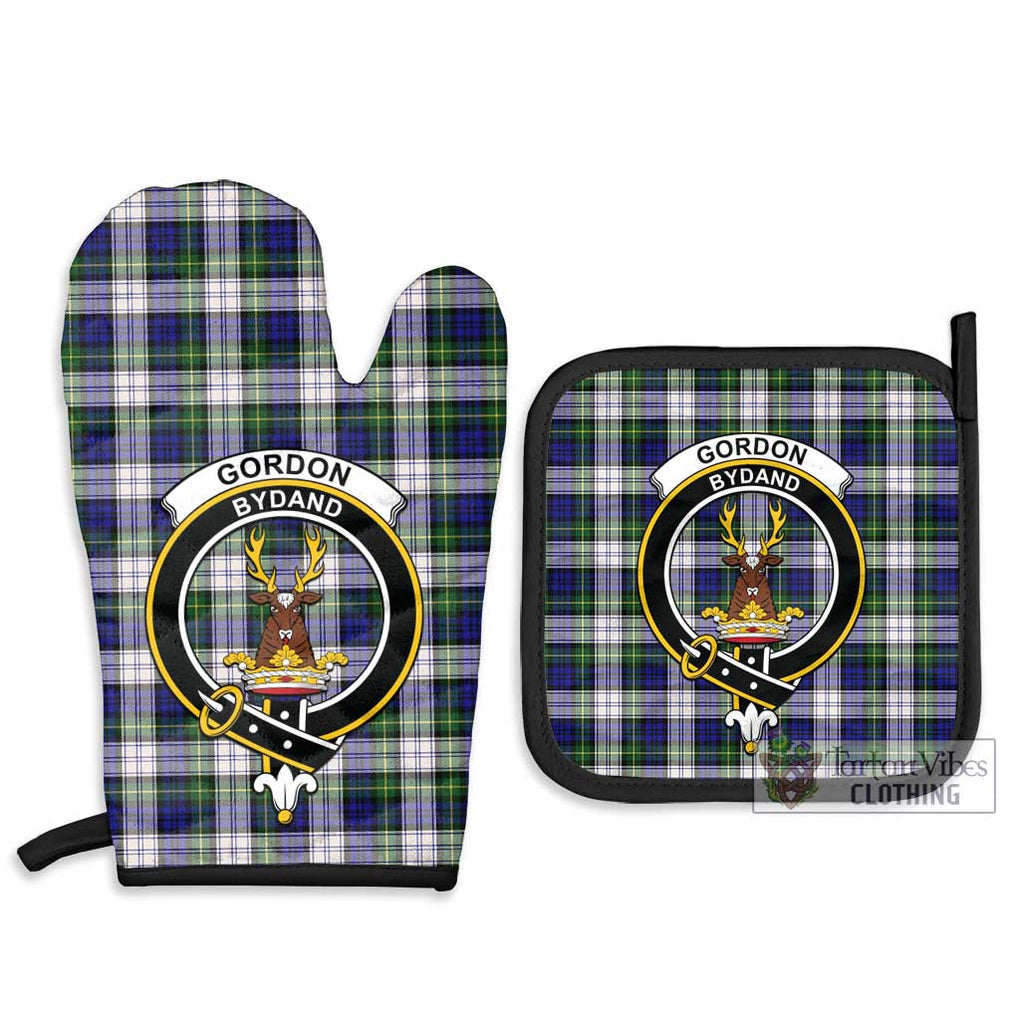 Gordon Dress Modern Tartan Combo Oven Mitt & Pot-Holder with Family Crest Combo 1 Oven Mitt & 2 Pot-Holder Black - Tartan Vibes Clothing